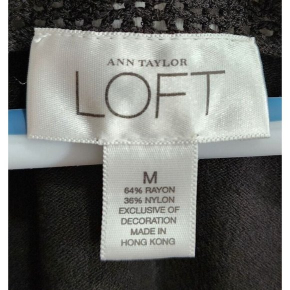 Loft Women's Sleeveless V Neck Crochet Trim Knit Top Y2K Style Black Size Medium - Picture 5 of 8